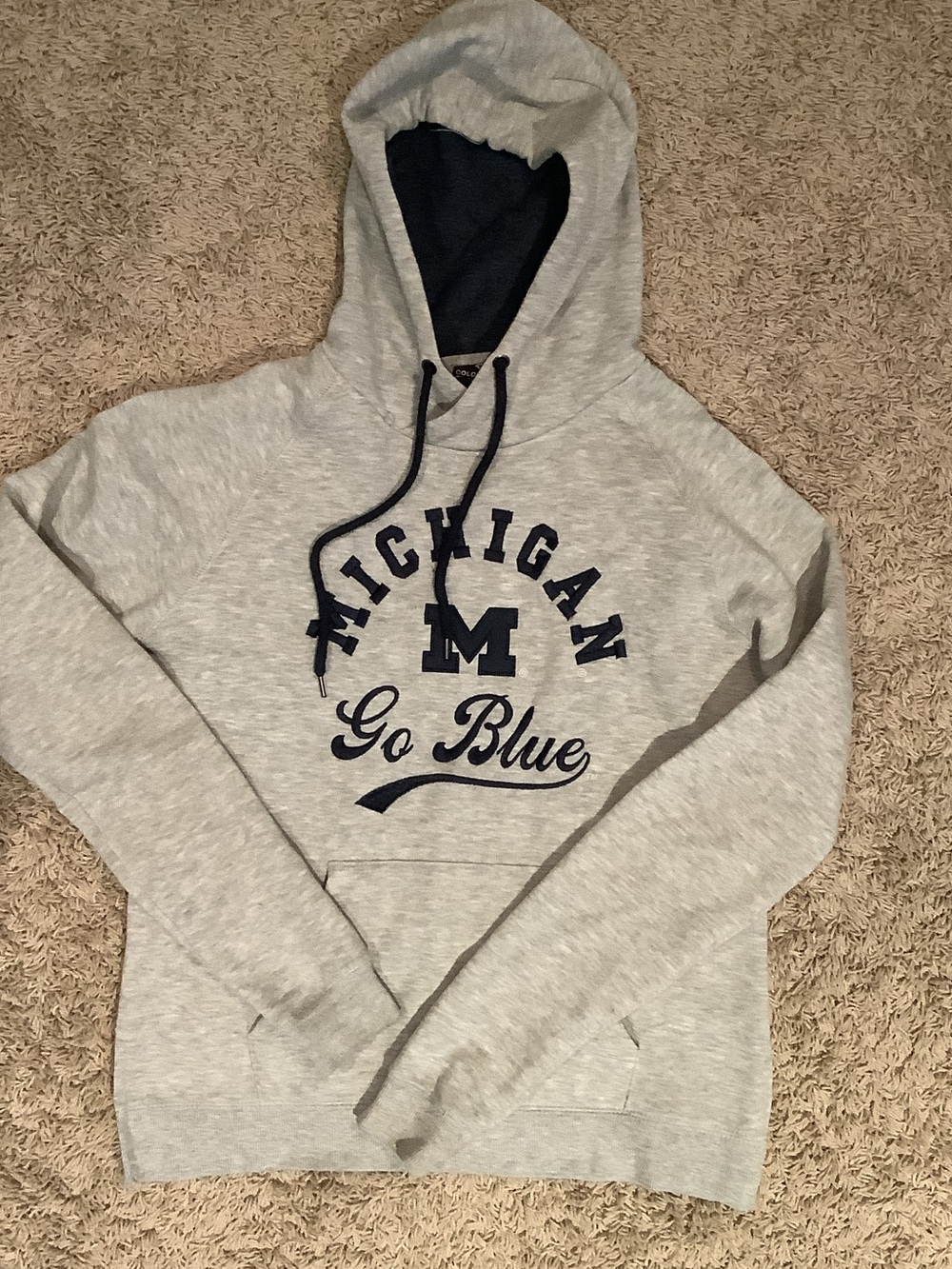 Colosseum Gray Pullover Hoodie with Navy Michigan 'Go Blue'